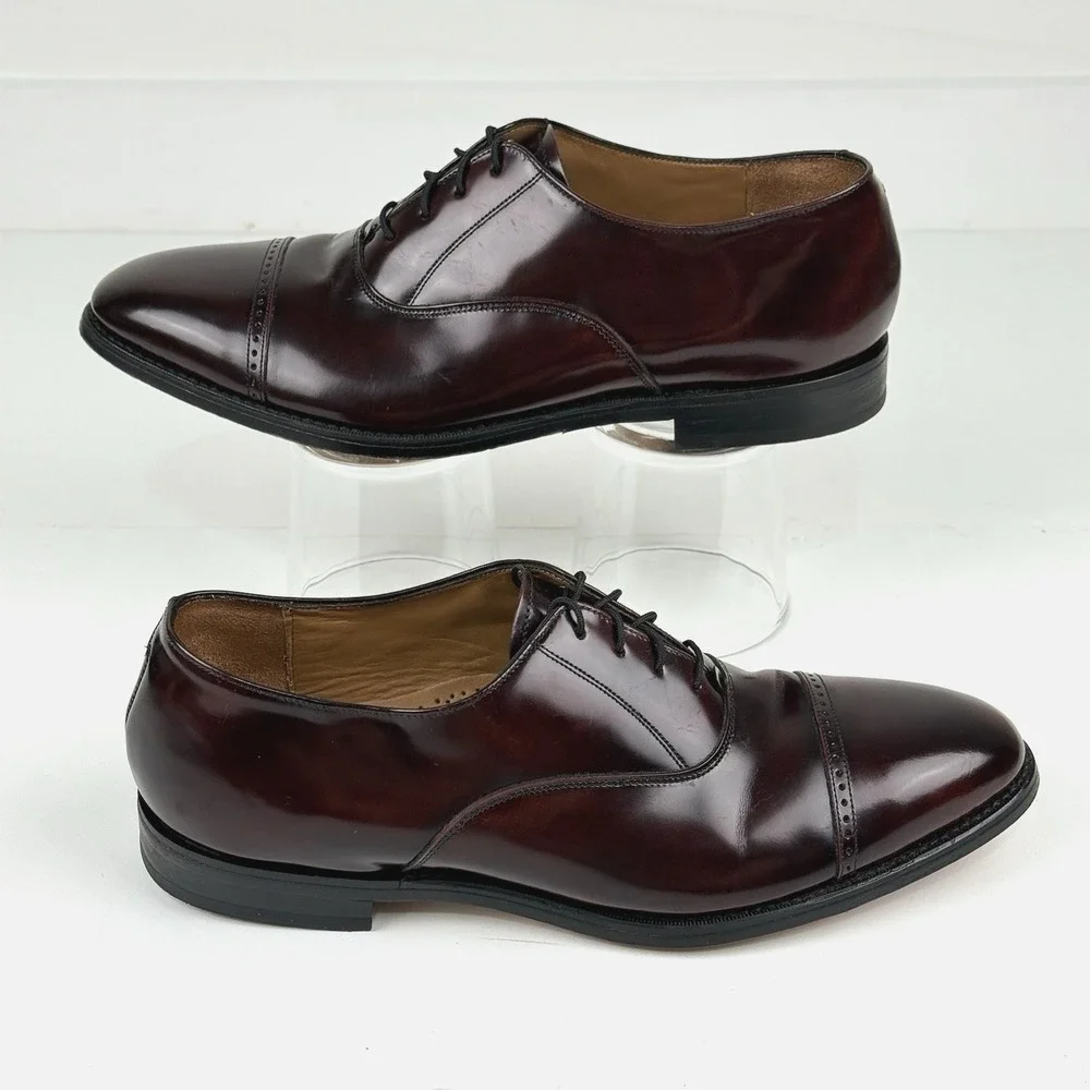 Johnston & J Murphy Cap Toe Lace Up Oxford Dress Shoe Men US 9.5 M Burgundy 42.5